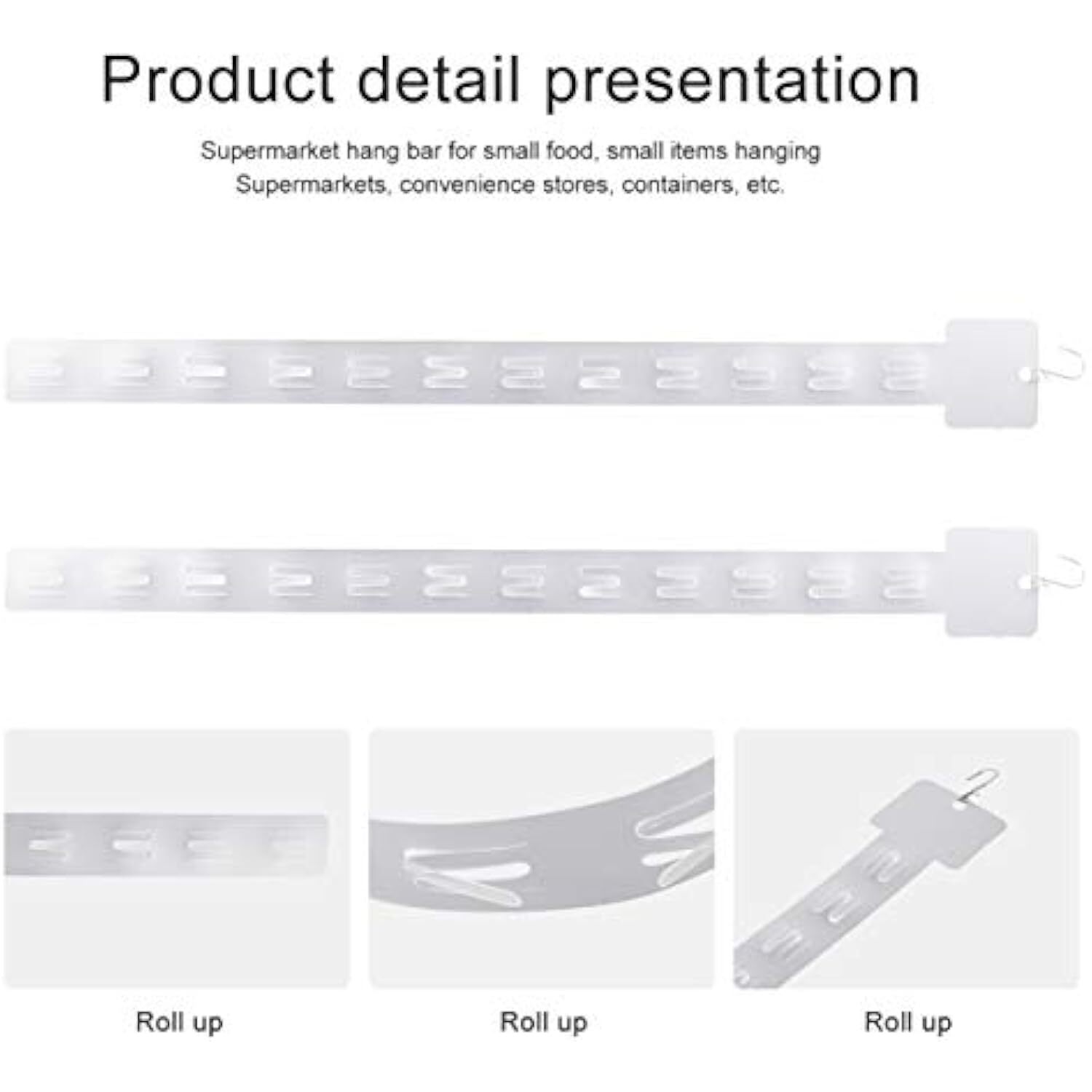 10 pack Retail Clip Hanging Merchandise 12 Tab Plastic Display Strip + 10 S-Hook
