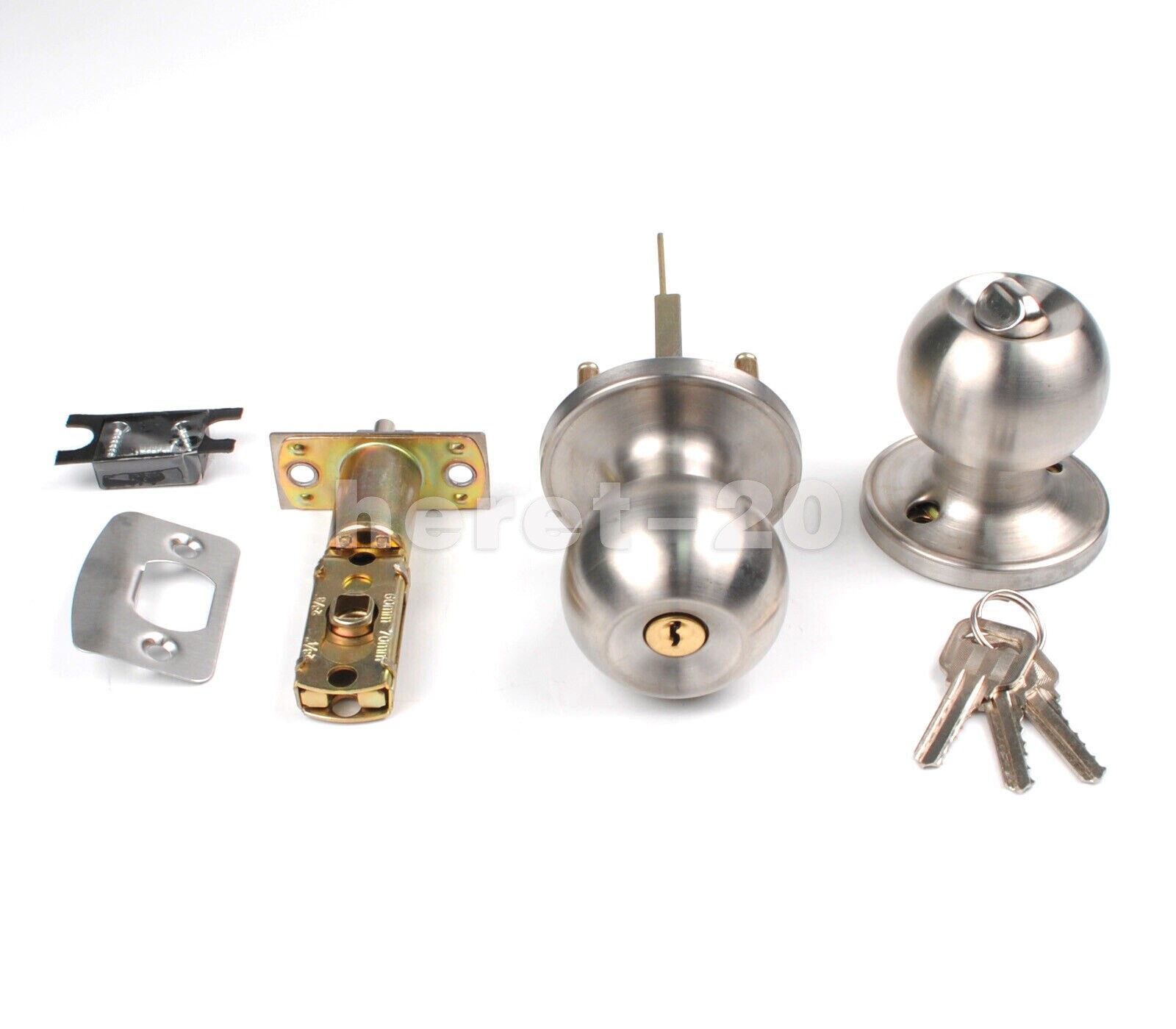 HighQuality Door Knob Privacy Lock Interior Bathroom Bedroom Stainless Steel