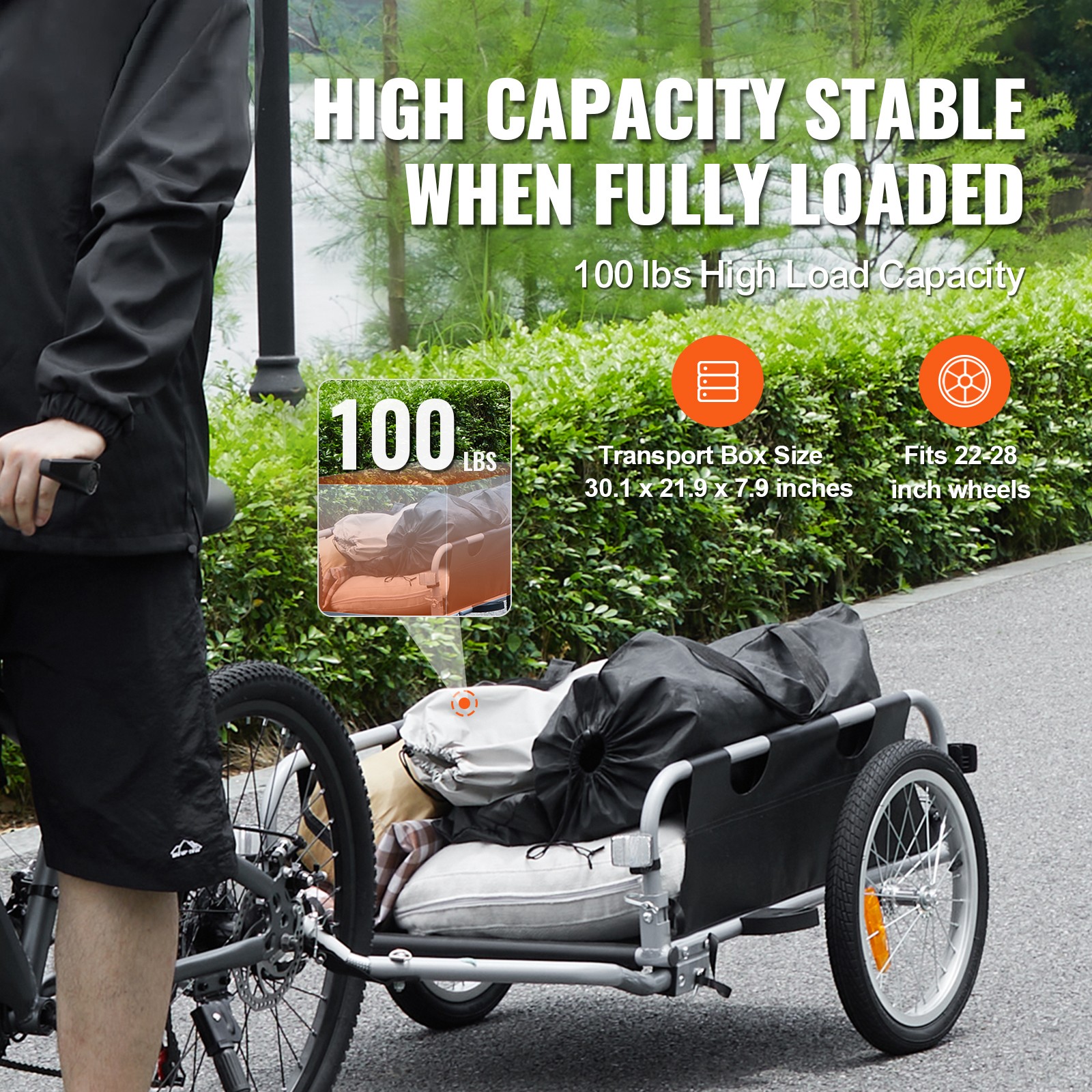 Bike Cargo Trailer Bicycle Carrier Storage Cart 100lbs Load Aluminum Alloy