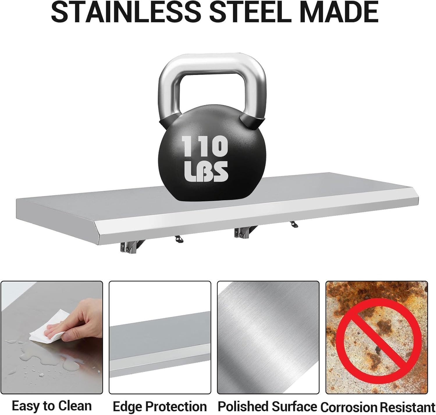 Stainless Steel Food Truck Shelf Foldable Concession Shelf Down Folding Serving