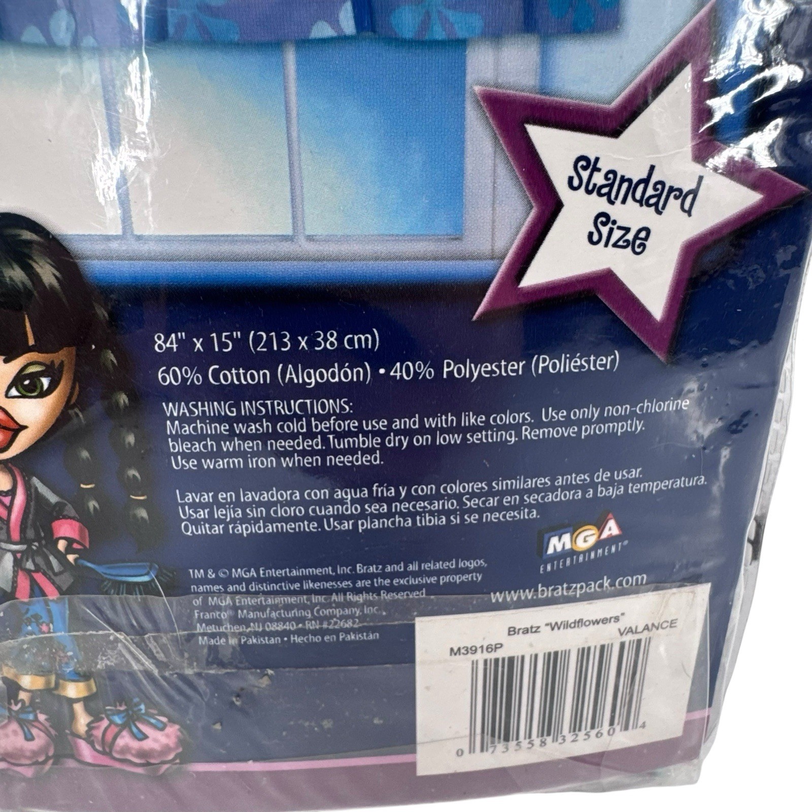 BRATZ "Wildflowers" Decorative Valance Standard Size Blue and Purple New