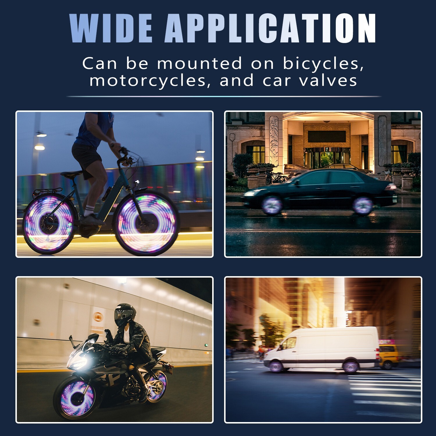 2 Pack Bicycle Waterproof LED Bike Rim Lights for Wheel Tire Valve Spoke 7 Model