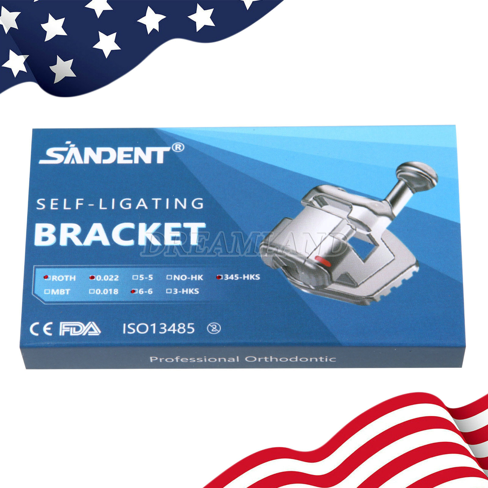 10 Packs Dental Self-Ligating Brackets Orthodontic Roth 0.022 345Hook Bracket