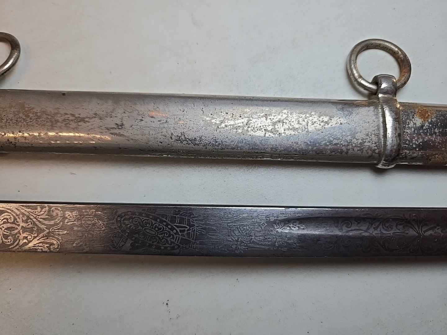 WWI M1889 German Wurttemberg Kinder Sabel Sword w/Scabbard - Etched - Kirschbaum