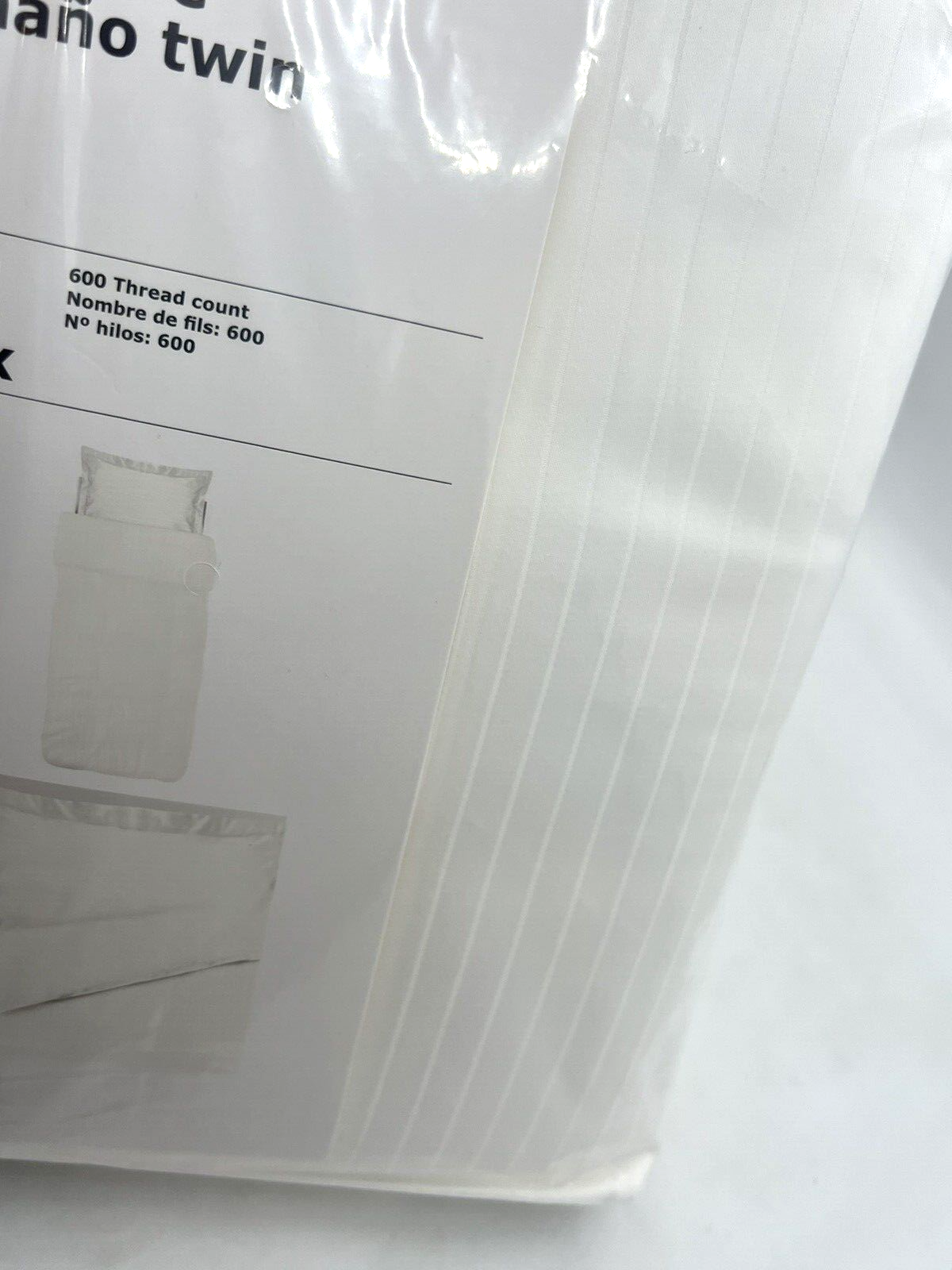 New Ikea Hastskrappa Twin Duvet cover and pillowcase, white 600 Thread count