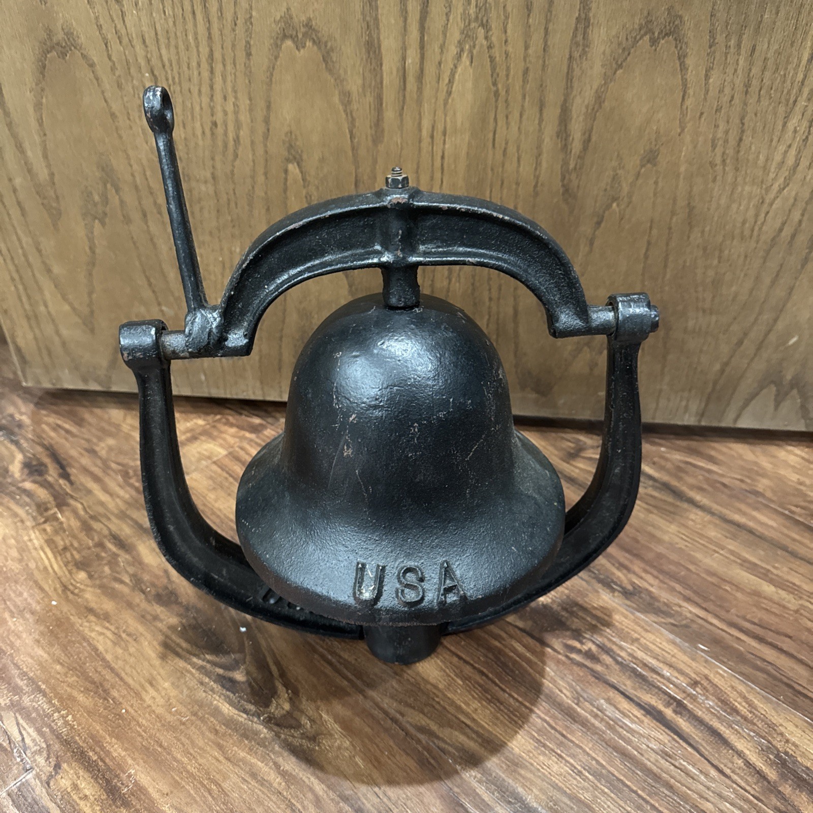 Antique Cast Iron USA Farm School Dinner Church Bell With Yoke 8.5” inches