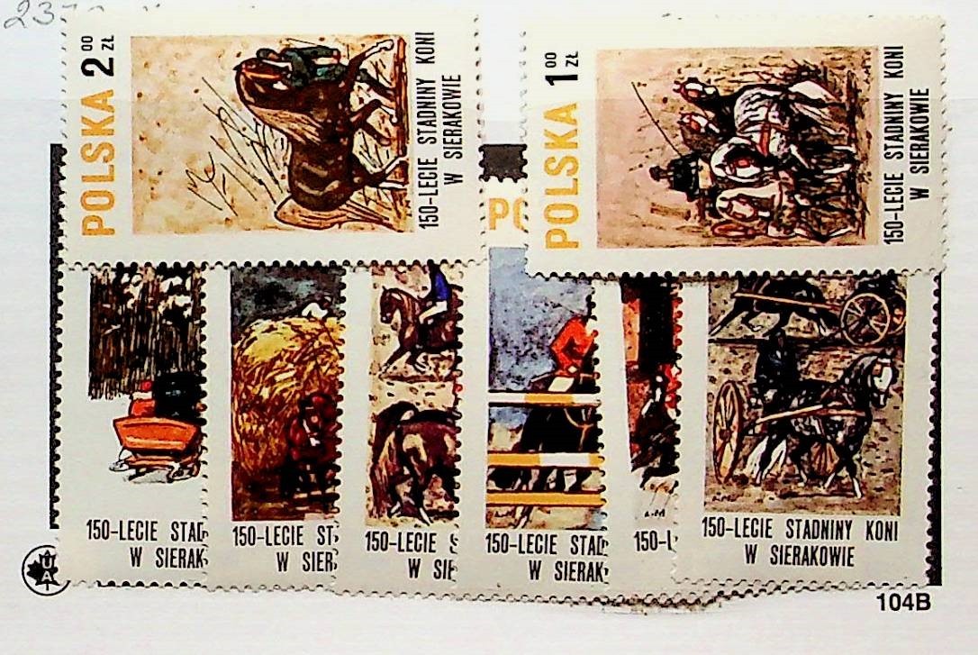 POLAND Sc 2370-77 NH ISSUE OF 1977 - HORSES IN ART - (CM26)