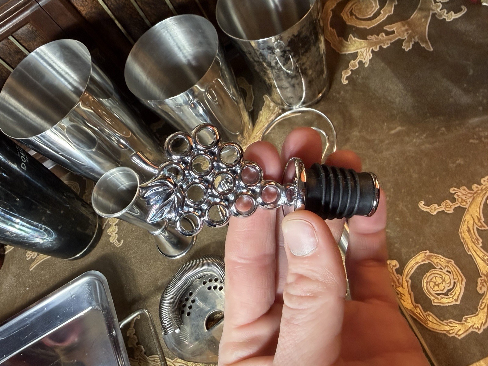 Stainless Steel Cocktail Shaker Set Bar Tools Lot Jigger Strainer Spoon