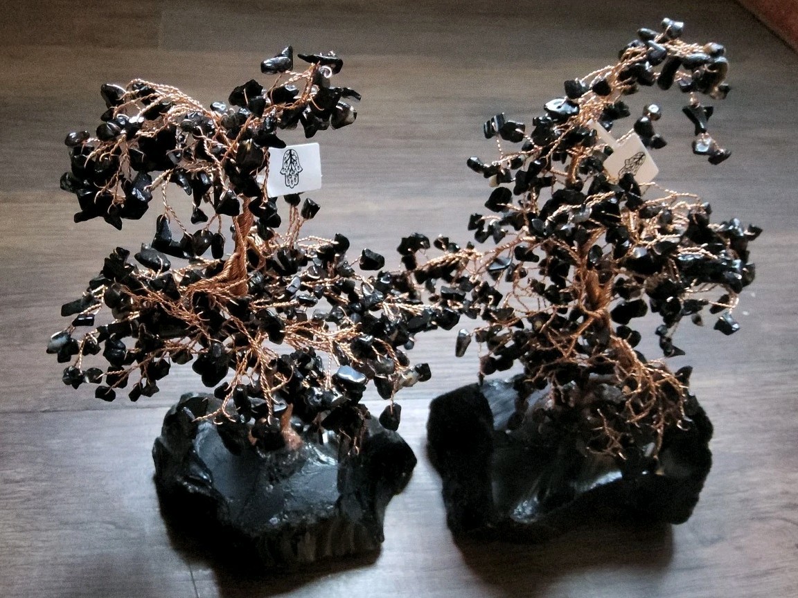 Lot of 2- Karma & Luck Black Onyx Feng Shui Tree Grounded Awareness HDPJ556
