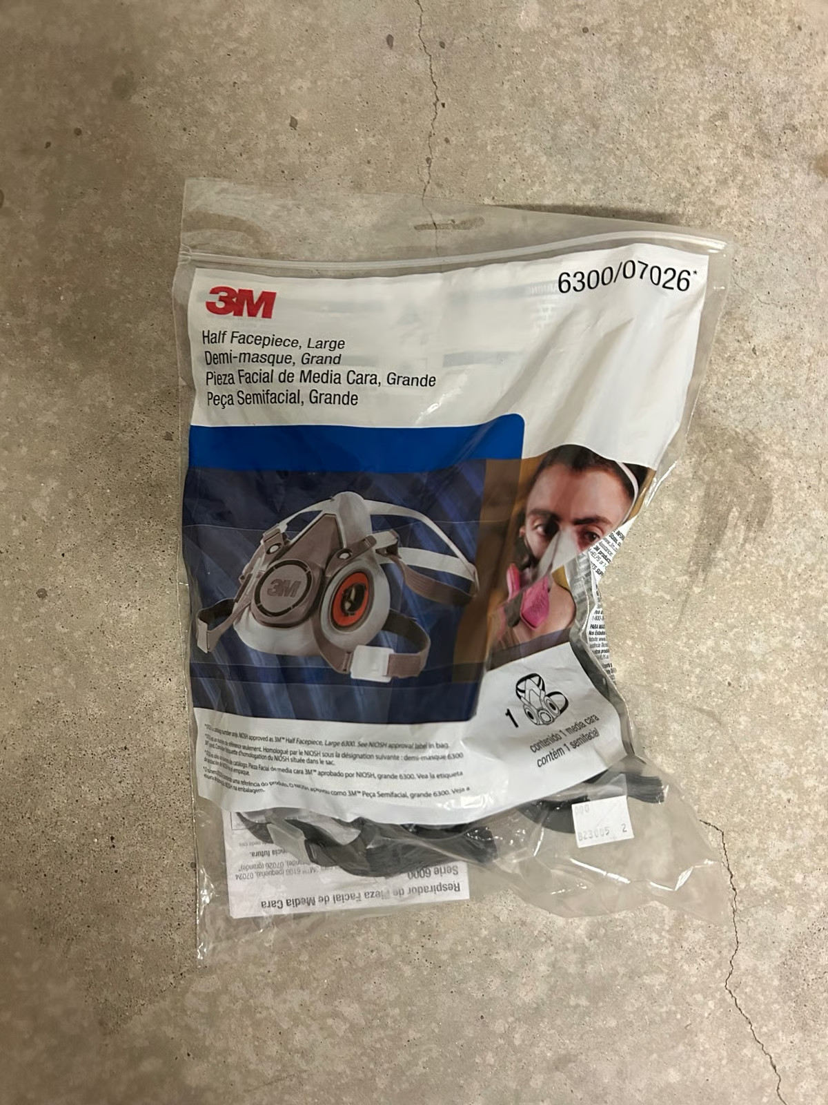 3M 6300 Half-Face Reusable Respirator, NIOSH, Bayonet, 4-Point, Large,
