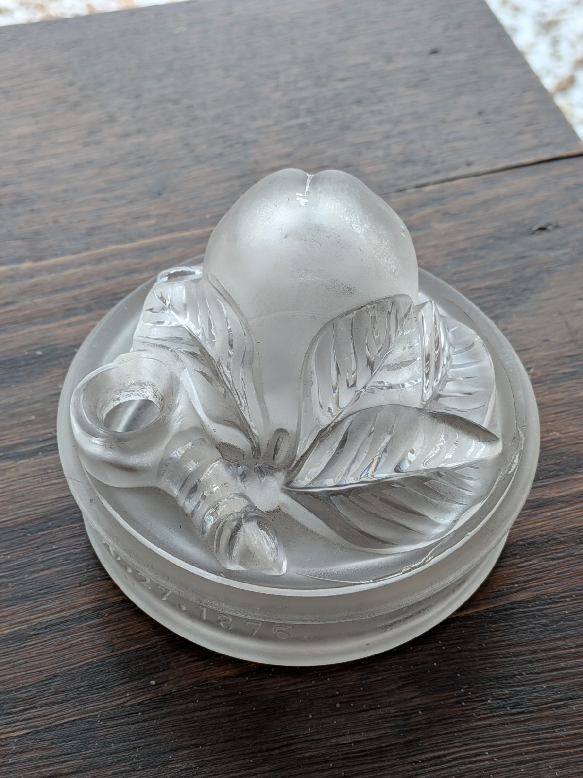 Blown Glass Figural Pear Inkwell GE Hatch Patented 1875 Cut Shut Pontil Bottle