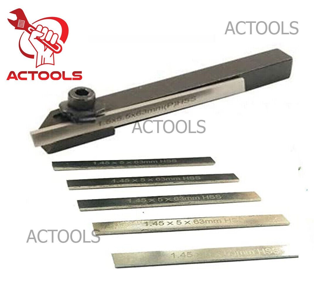 Small Mini Lathe Cut Off Parting Tool Holder 10mm With 6 Pcs M2 HSS Blade Of 5mm