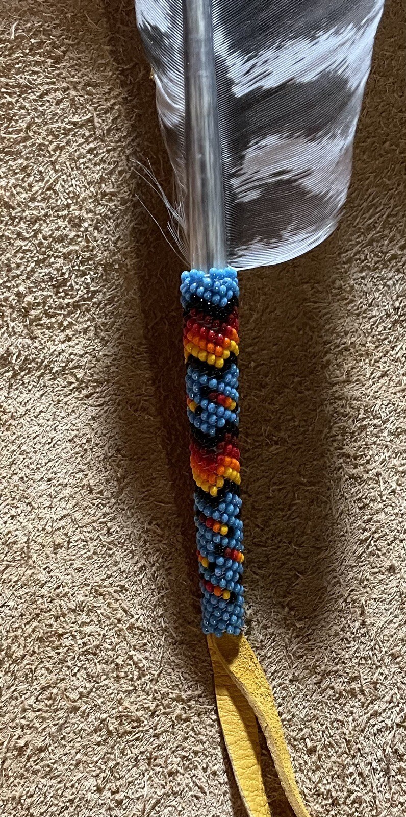 Native American Lakota Sioux Beaded Feather.