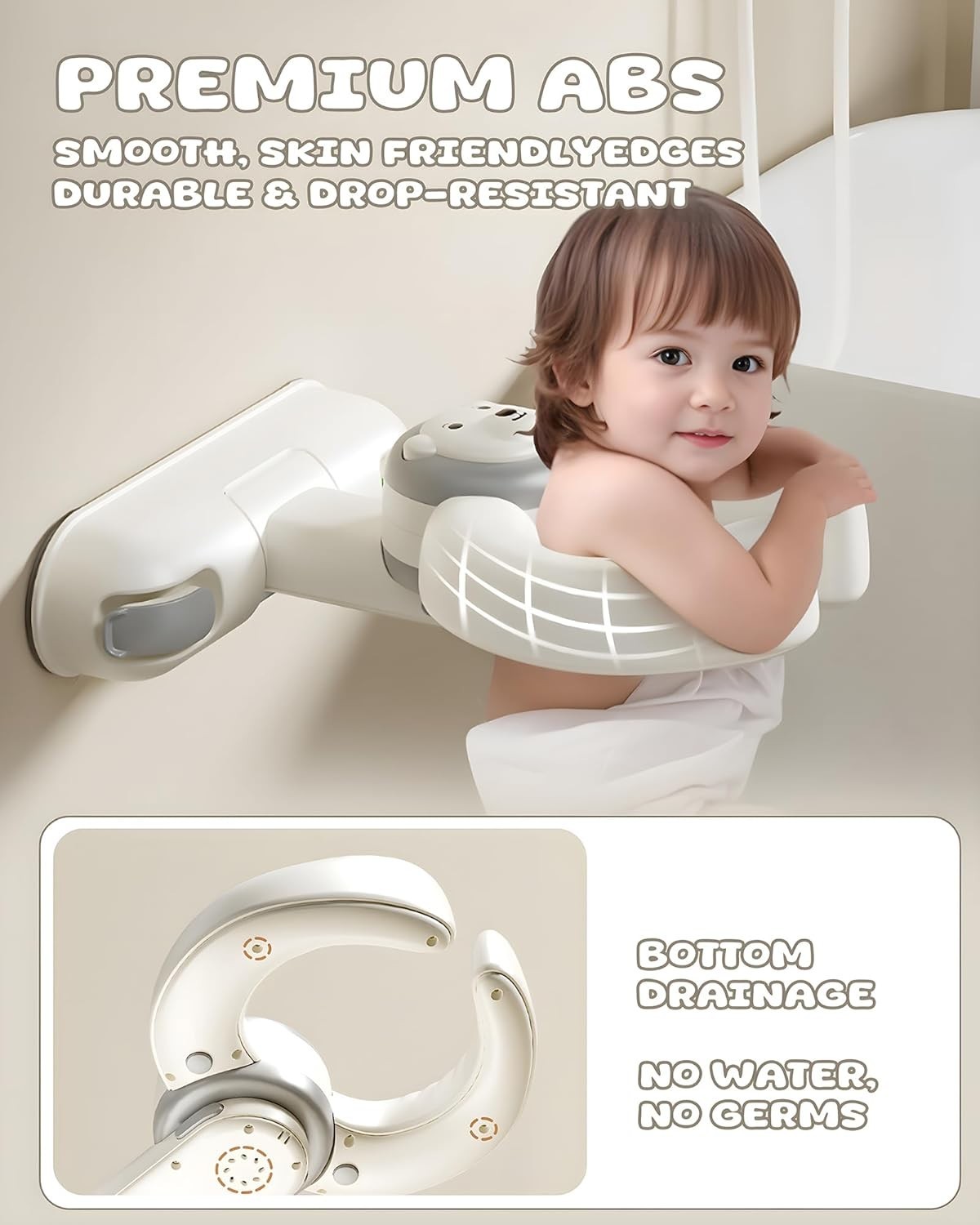 Foldable Baby Shower Support Seat with Strong Suction for Infants 6+