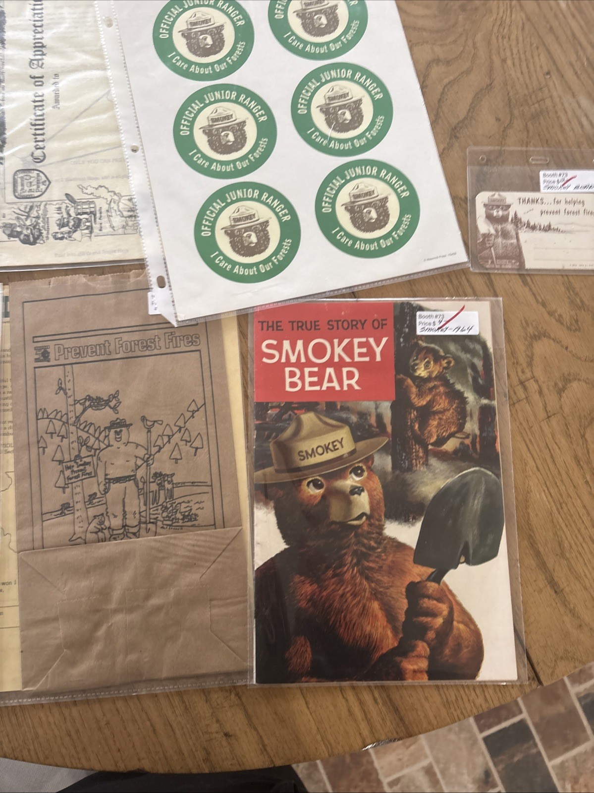 Vintage Lot Of Smokey The Bear Memorabilia Booklets Paper Ephemera Stickers