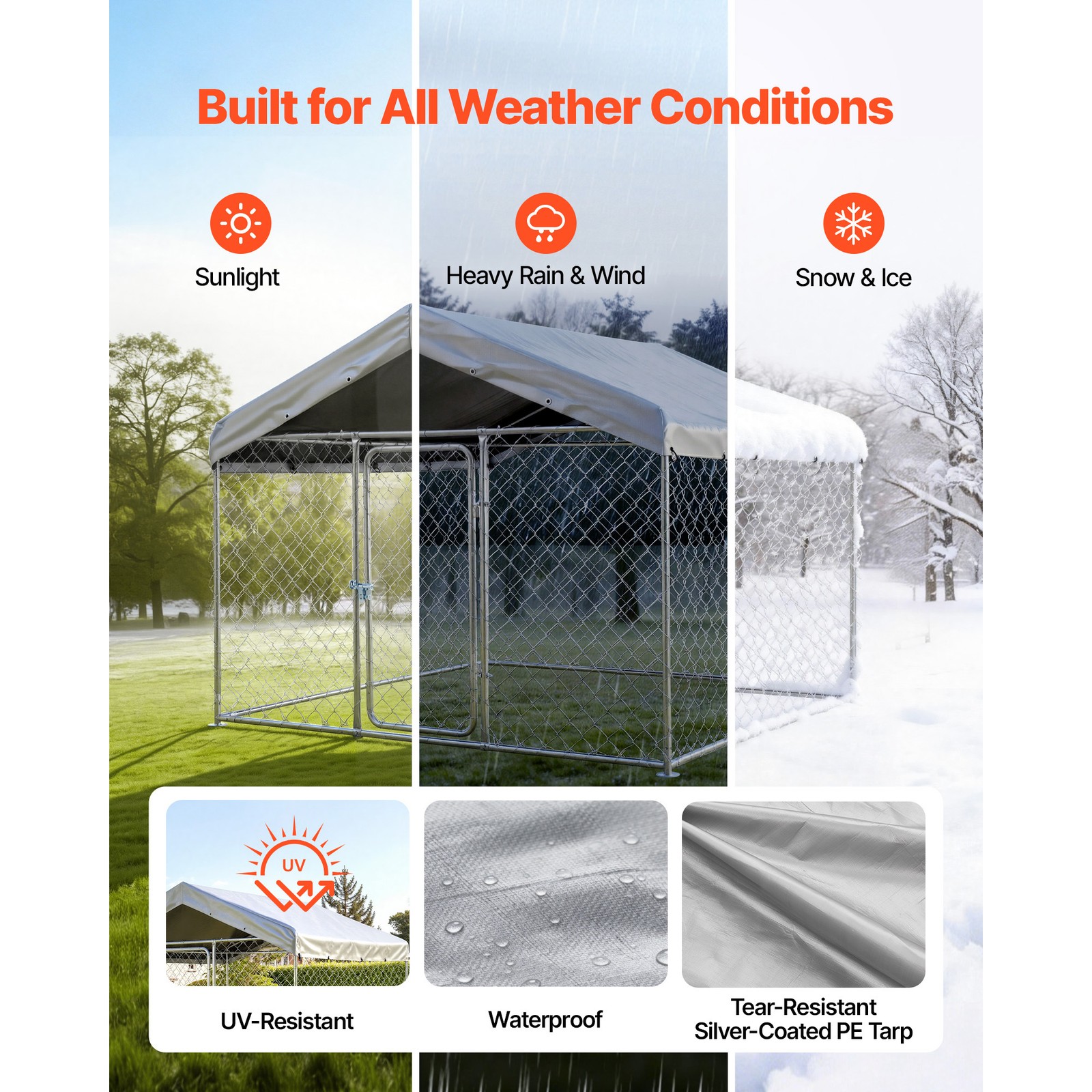 Uimoso Spacious Outdoor Dog Kennel with Lockable Door & Weatherproof Cover