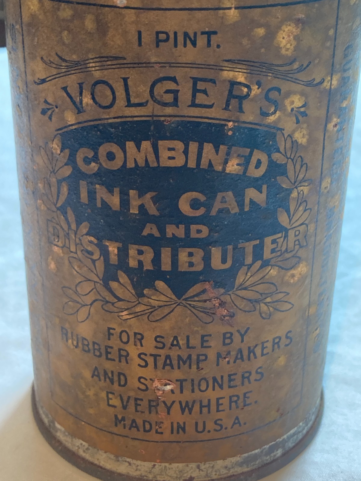 c1910-20 Volger's combined Ink Can and Distributor, Screw Top Master Ink Tin Can