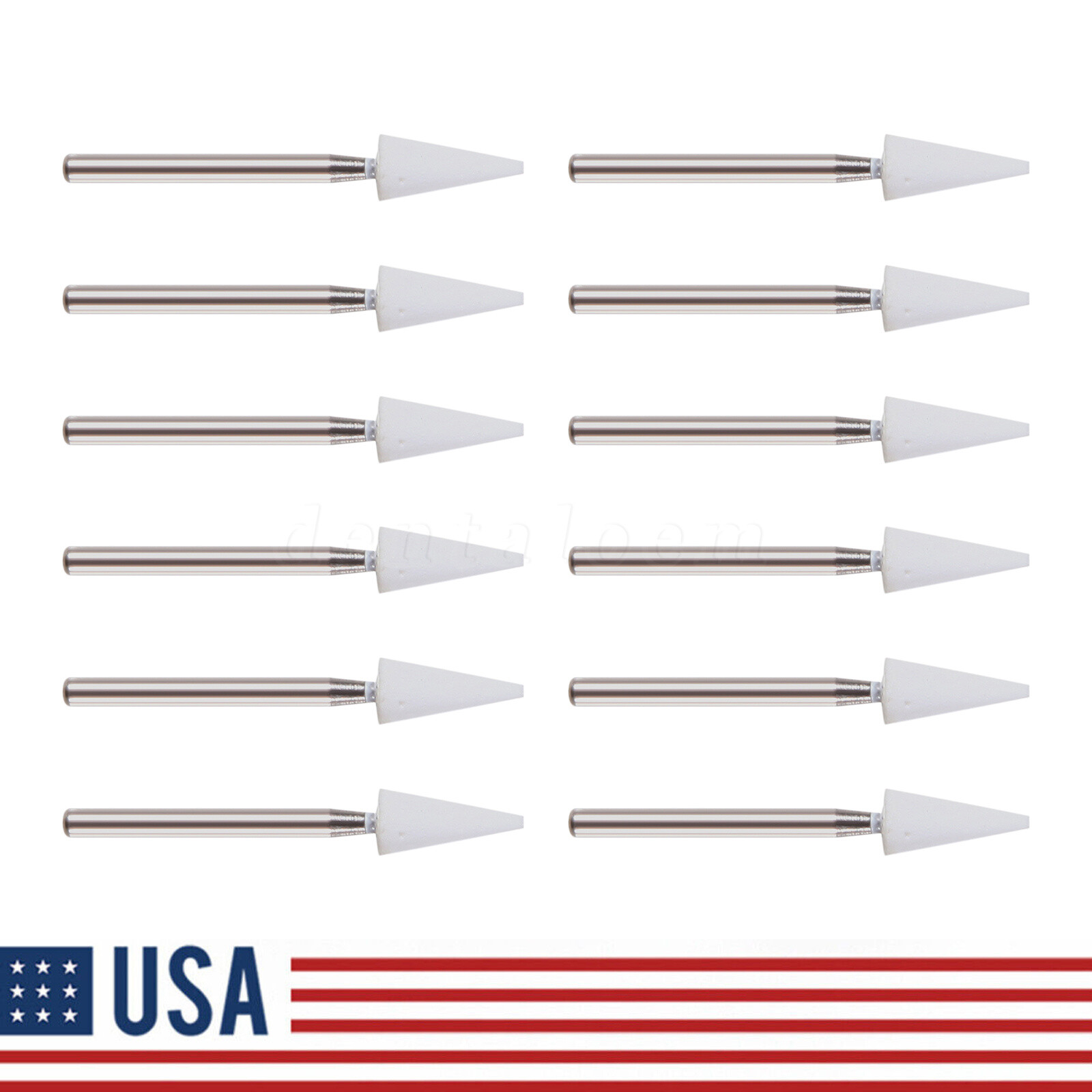 12 pcs Dental Polishing White Stone Polisher Bur FG Coarse/Fine For Finishing