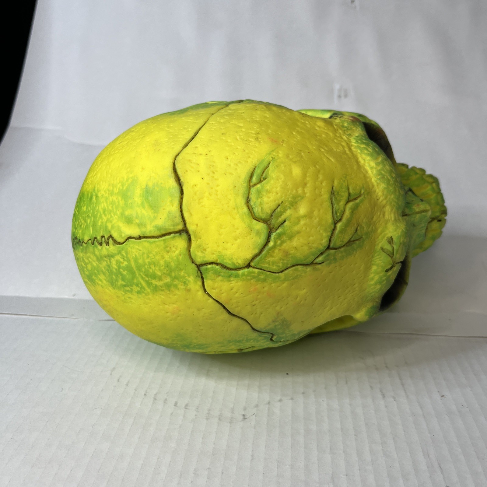 Rare Vintage Easter Unlimited Foam Skull Heads Halloween Prop Neon Green Yellow