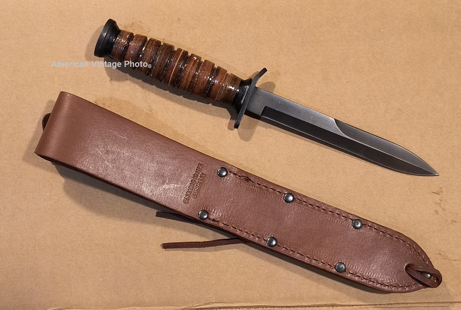 WWII M3 Trench Knife Combat Knife Import & Sheath Ontario Knife Co OKC Repro