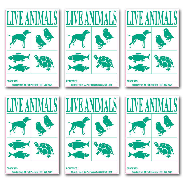 IATA Live Animal SPECIES Labels 6pk of Stickers