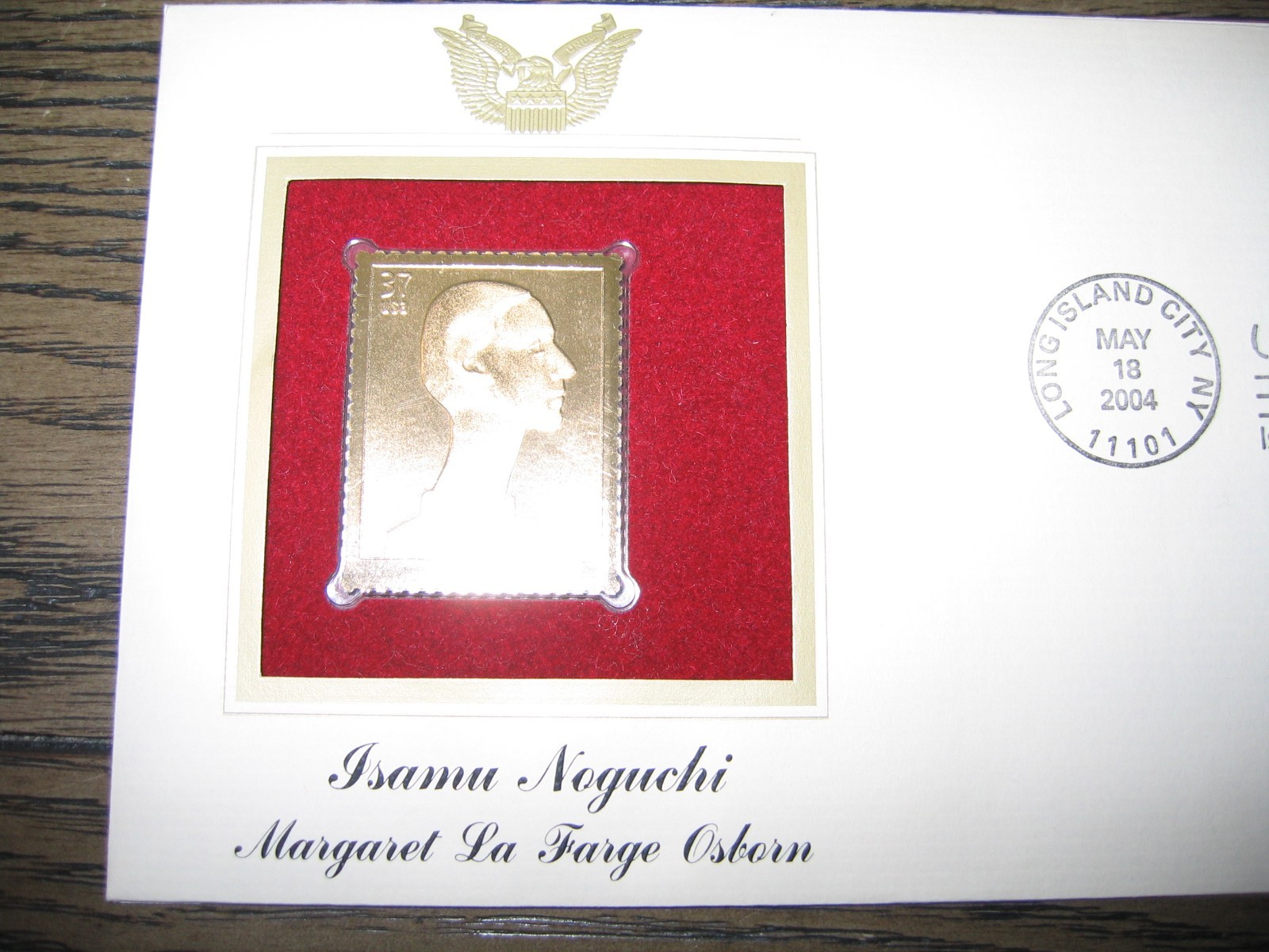 2004 Isamu Noguchi Margaret La Farge Osborn Replica Gold GOLDEN Cover Stamp