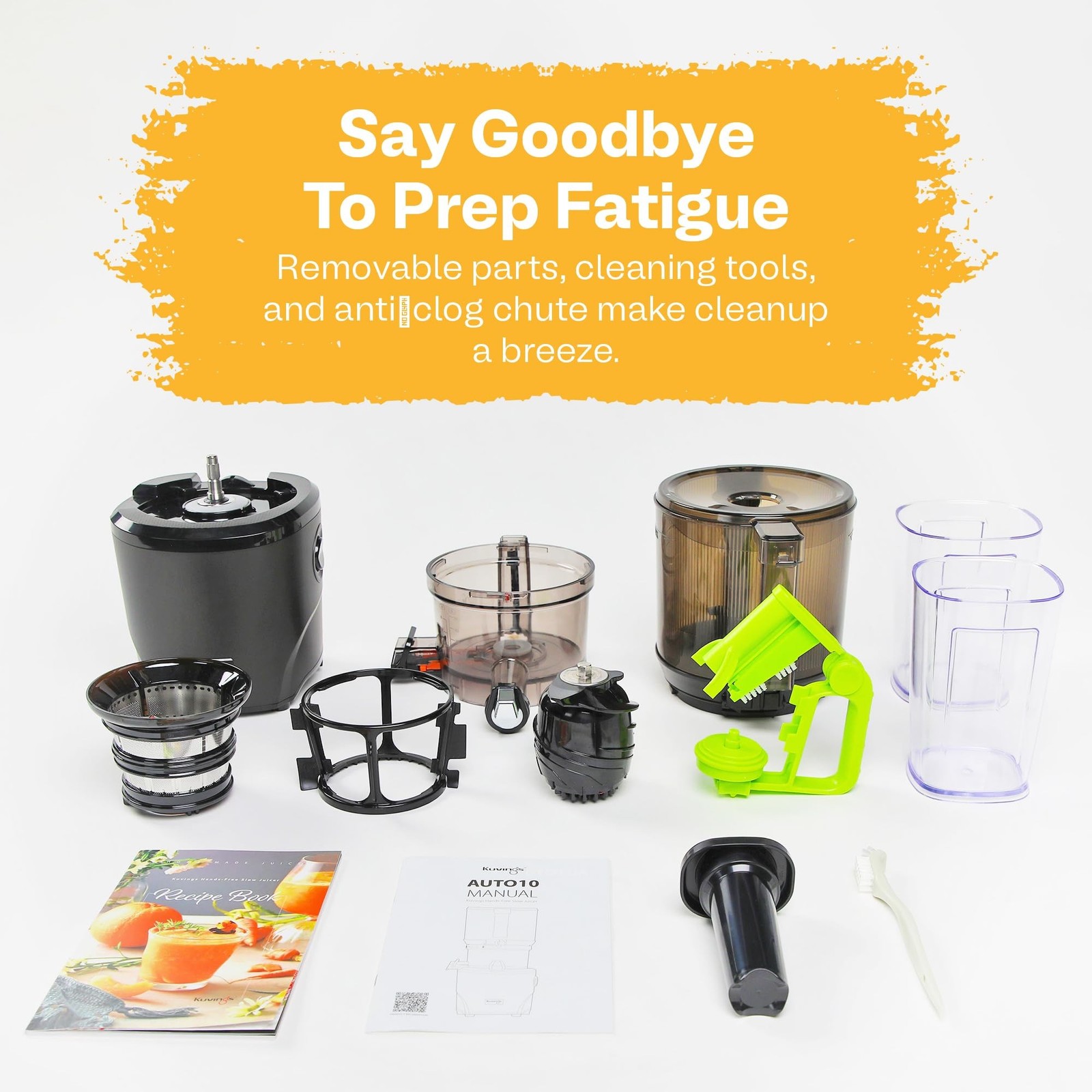 Kuvings AUTO10 Cold Press Juicer Silver - Hands-Free Electric Masticating Jui...