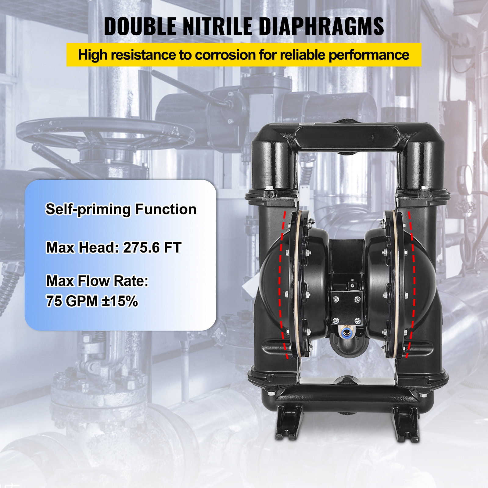 2-Inch Air-Operated Double Diaphragm Pump, Petroleum Fluid 140 GPM