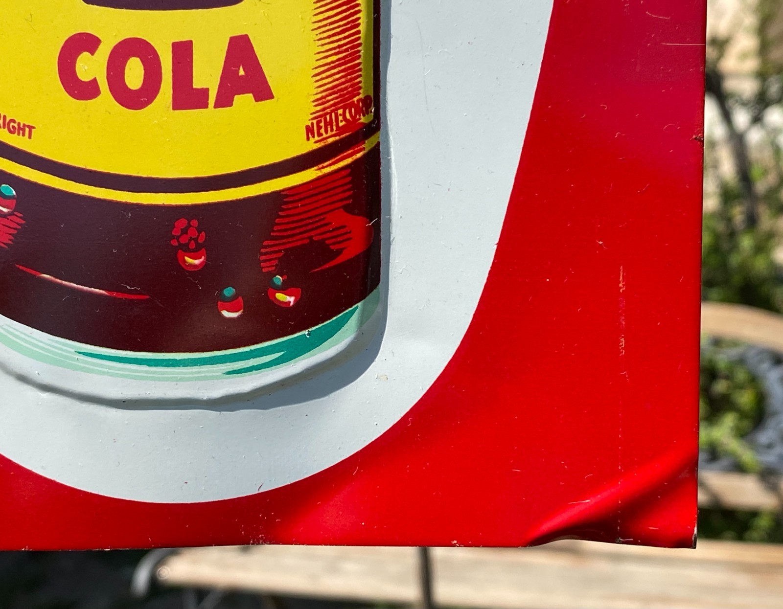 Vintage Drink Royal Crown Cola Embossed Tin Litho Sign Bottle Donaldson SST Soda