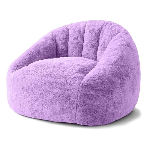 Bean Bag Chair, Shell-Shaped Bean Bag Couch for Adults, Giant Bean Sofa Purple