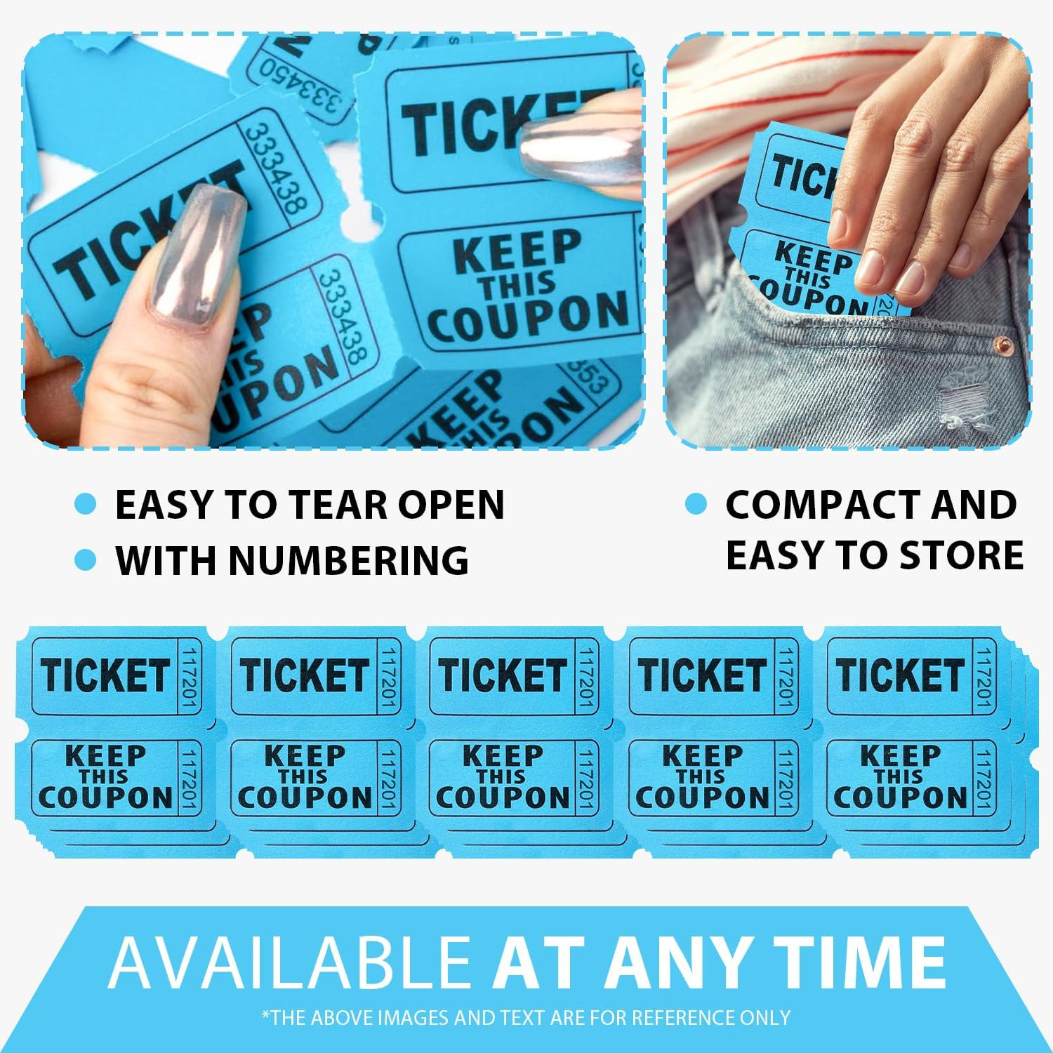 200PCS Double Roll Raffle Tickets-50/50 Raffle Tickets with Perforated Lines and