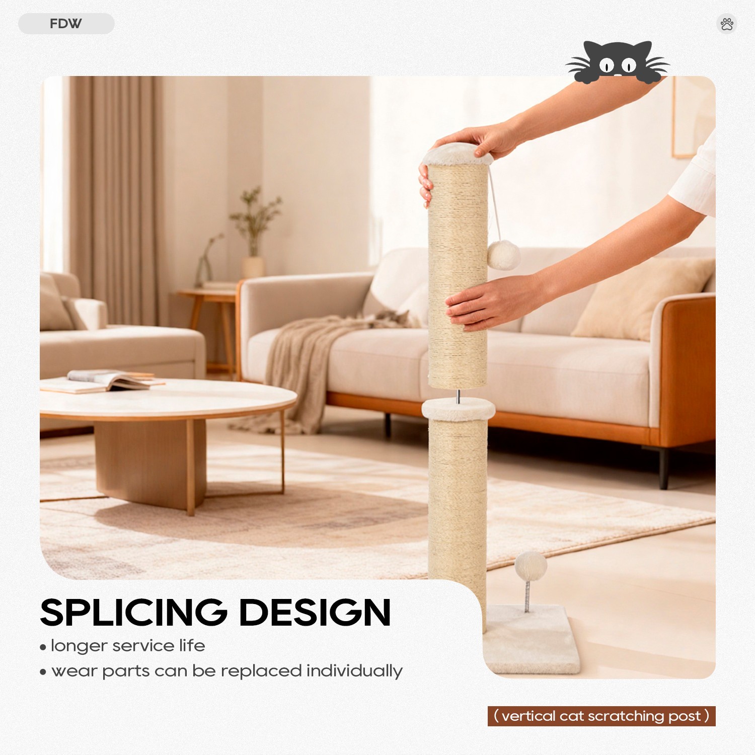 33 Inch Cat Scratching Post Cat Scratcher Natural Sisal Rope Scratch Post Trees