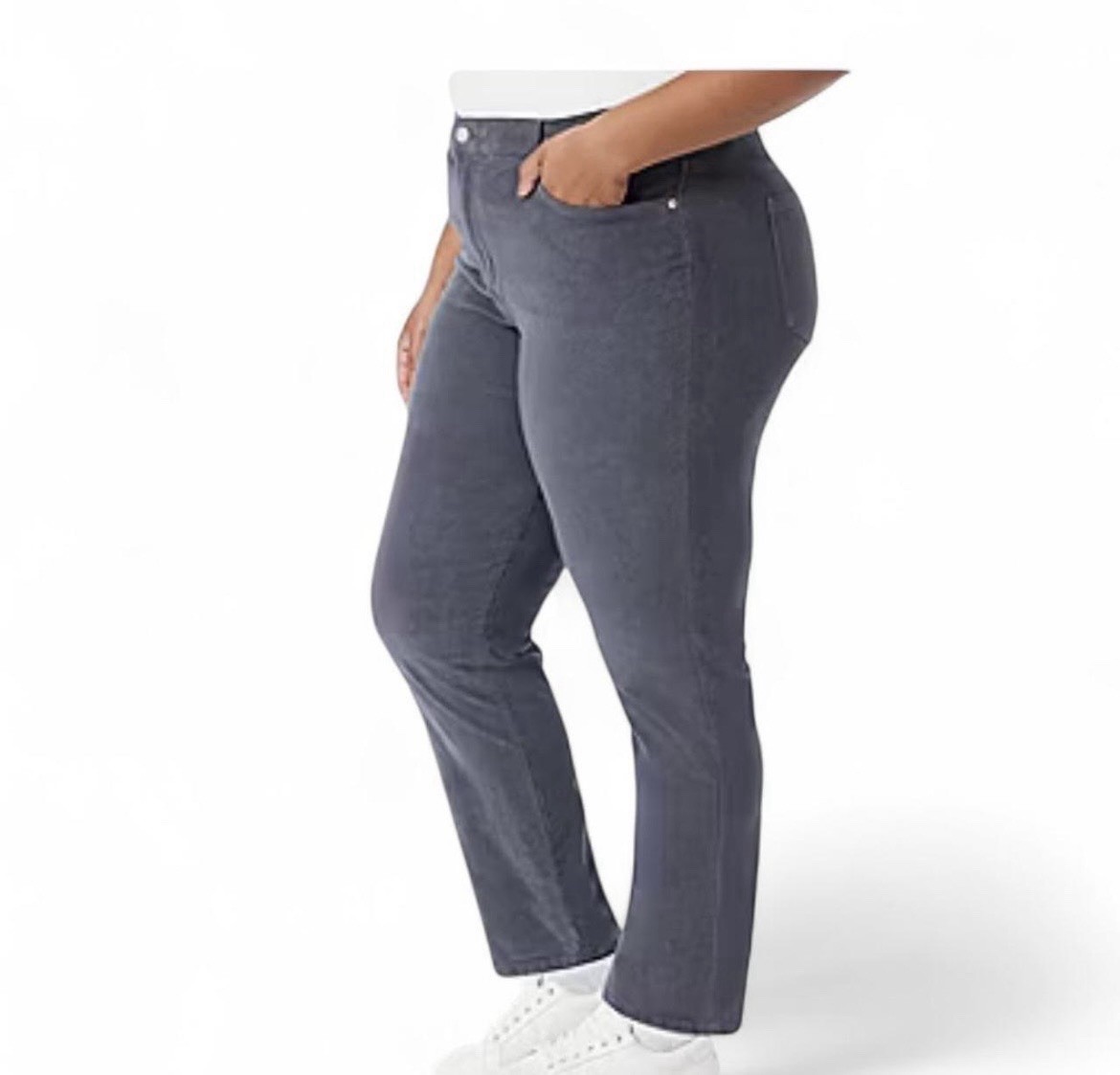 Gloria Vanderbilt Sz 24W Original Slimming Jeans Gray Corduroy High Rise