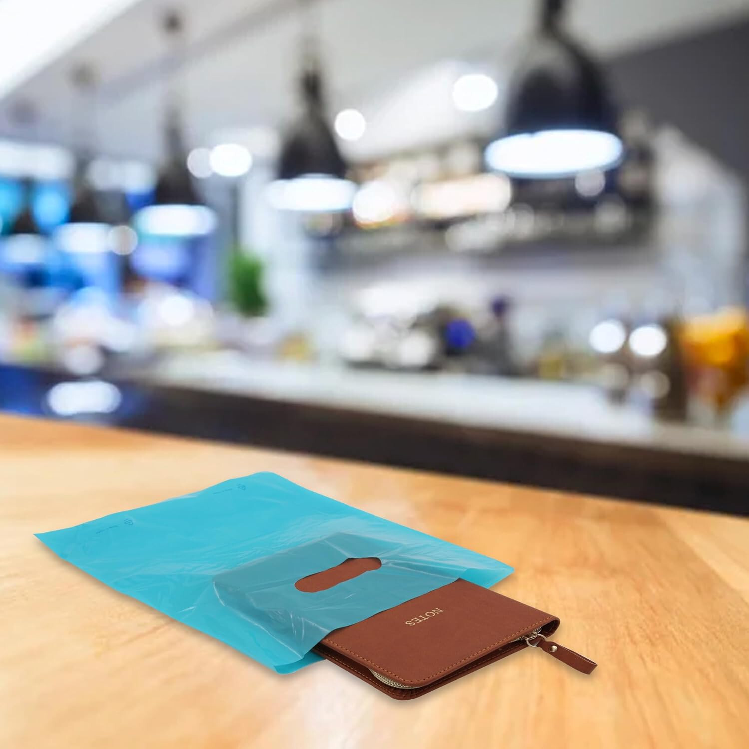 Plastic Bags 1000 Blue Shopping Merchandise Die Cut Handles 9 x 12" Diecut