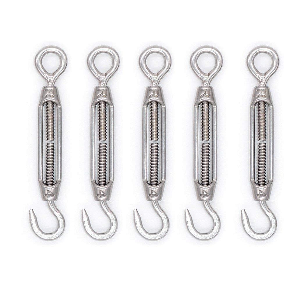 5pcs M4 Stainless Steel Turnbuckle Wire Rope Tension Hook Eye