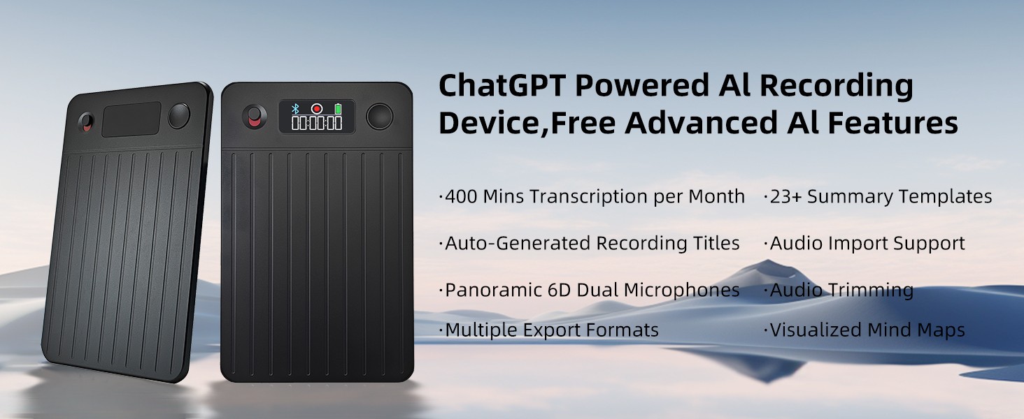 AI Voice Recorder,64GB Smart Audio Recorder W/ Transcribe AI Su Supports 112 Lg