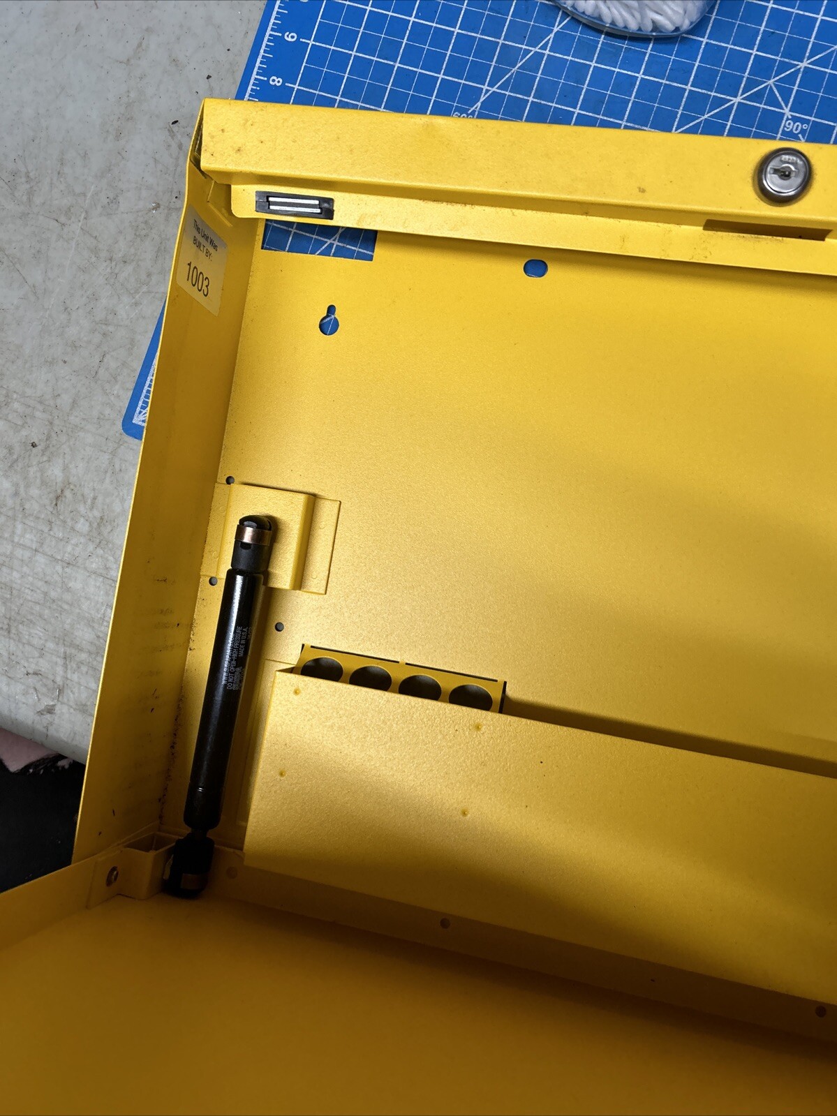 WALLWRITE WW-100SC-T93 Wall Mounted Desk, 20x13-1/2x3-3/8 In, Yellow with key