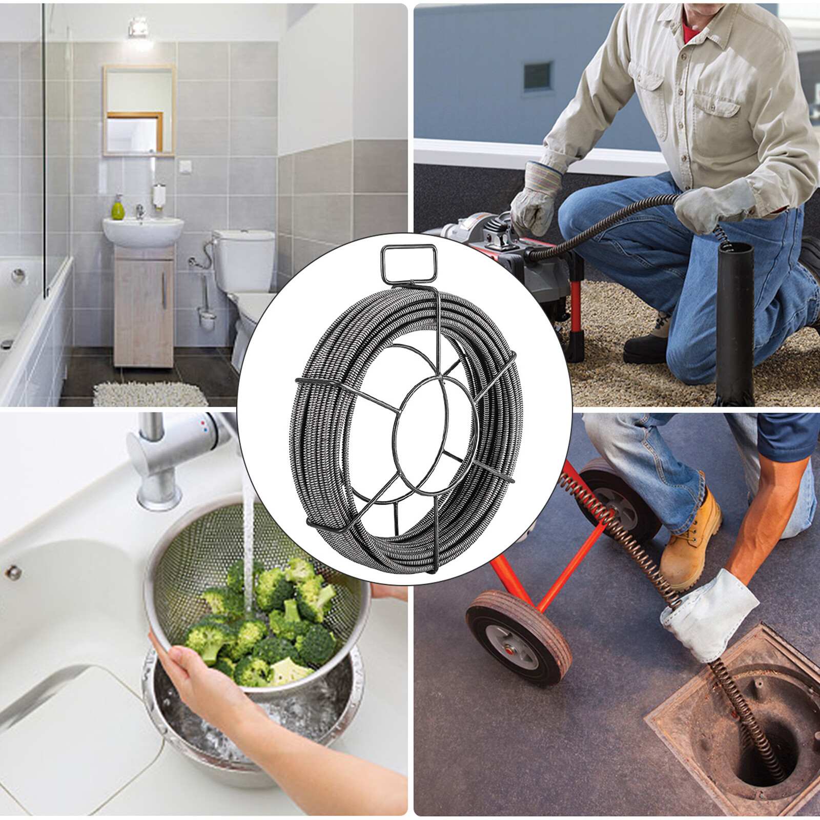 VEVOR 100Ft Drain Cable Sewer Cable 1/2In Drain Cleaning Cable Auger Snake Pipe