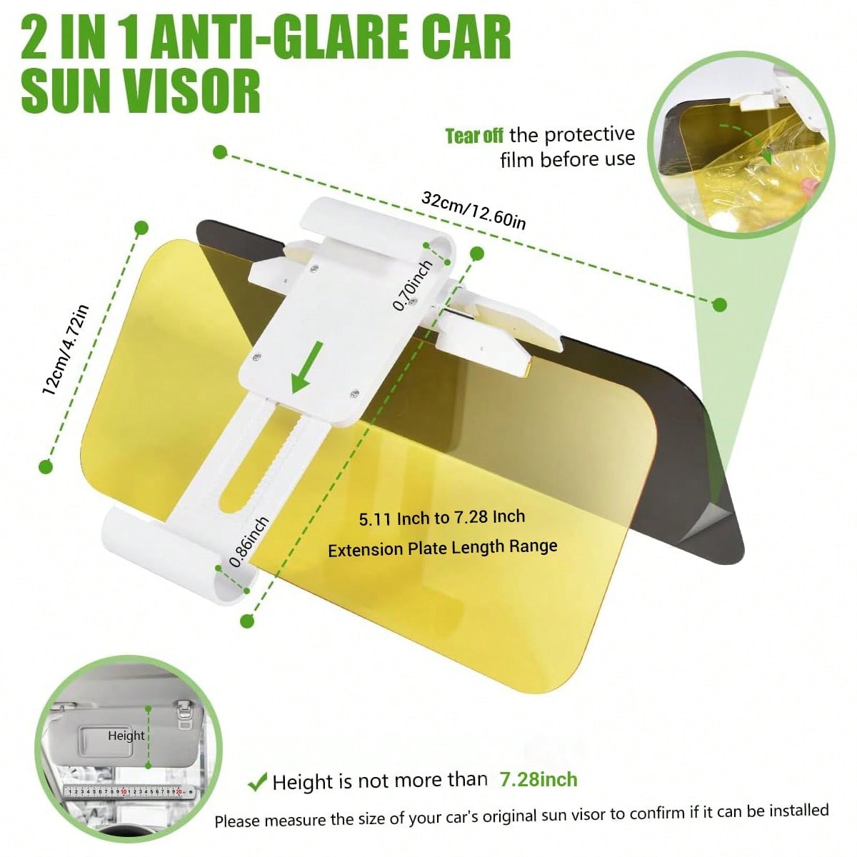 Car Anti Glare Sun Visor Universal Day and Night HD Tac Visor Shade Extender