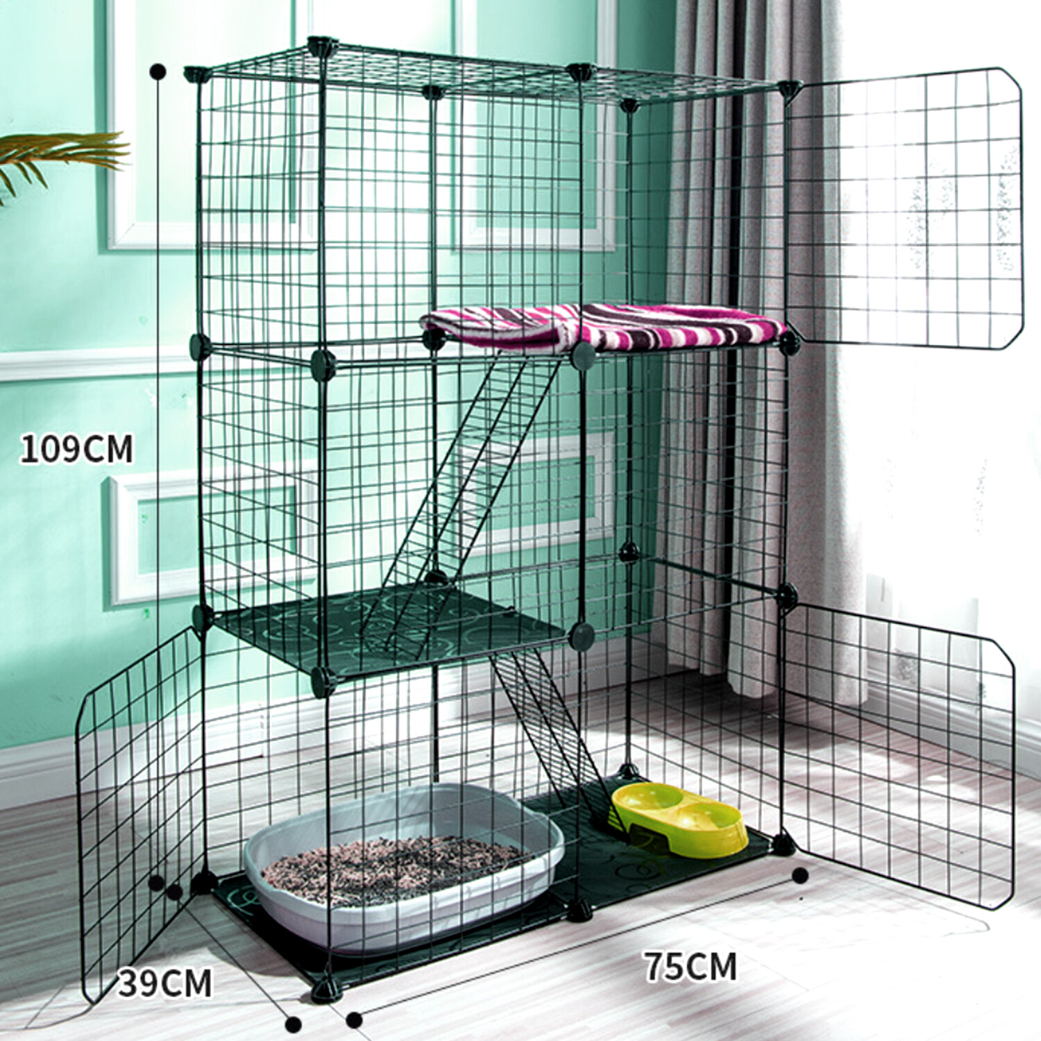 3-Tier Cat Cage Folding Matal Wire Cat Crate Kennel Pen Pet House Furniture DIY