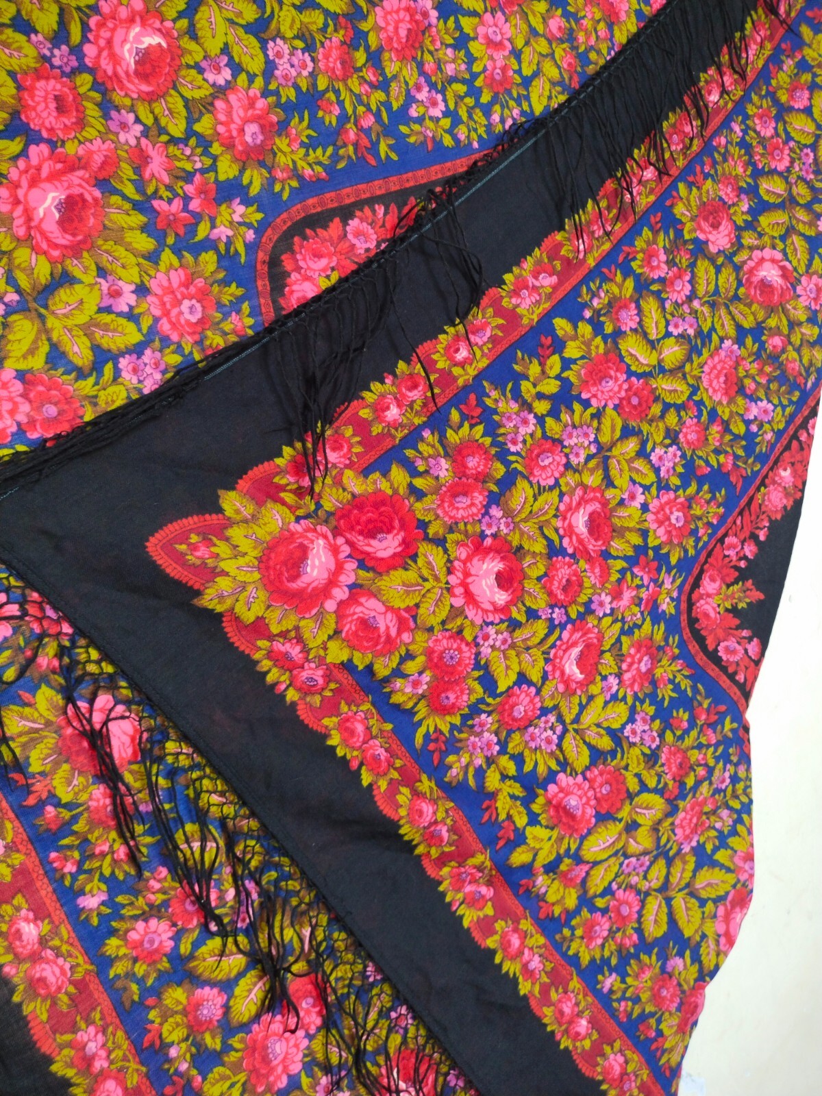 vintage gorgeous flowers printed piano fringes shawl scarf itm1236