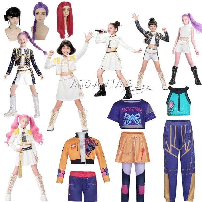 KPop Demon Hunters Rumi Mira Zoey Cosplay Costume Set Girls Kids Halloween Dress