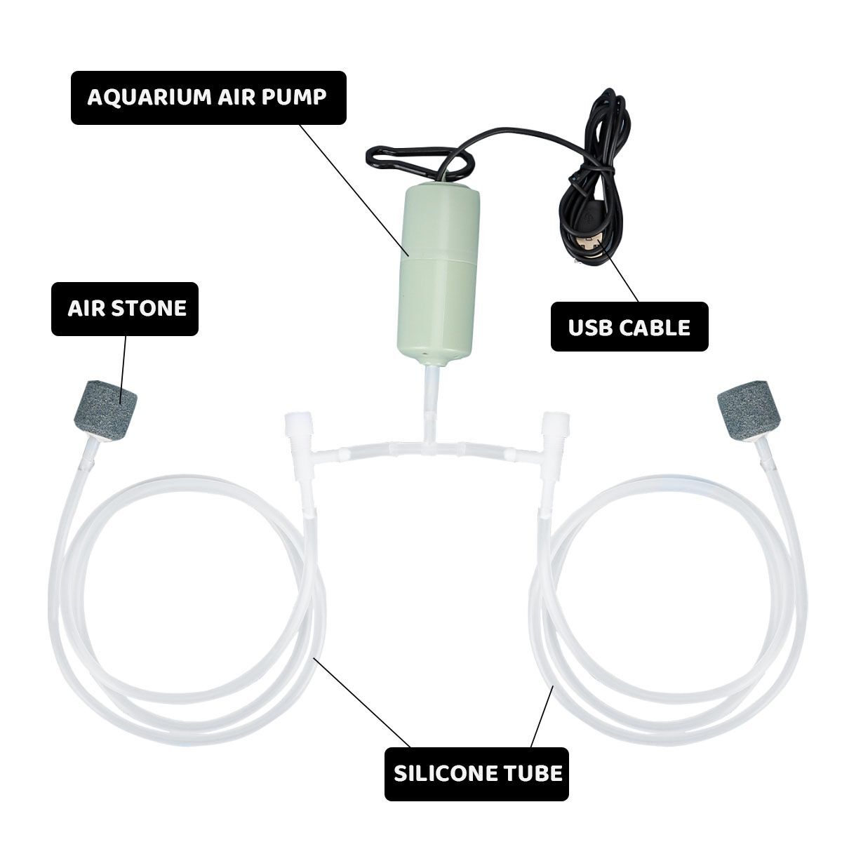 2 in 1 USB Silent Mini Air Pump Aquarium Fish Tank Pump Hydroponic Oxygen Pump