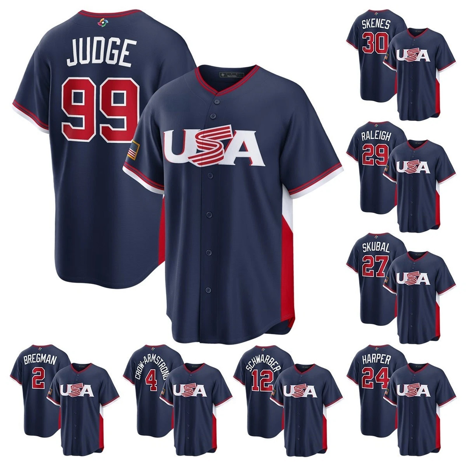 Men's USA Baseball 2026 Navy World Baseball Classic Team - Adult Size