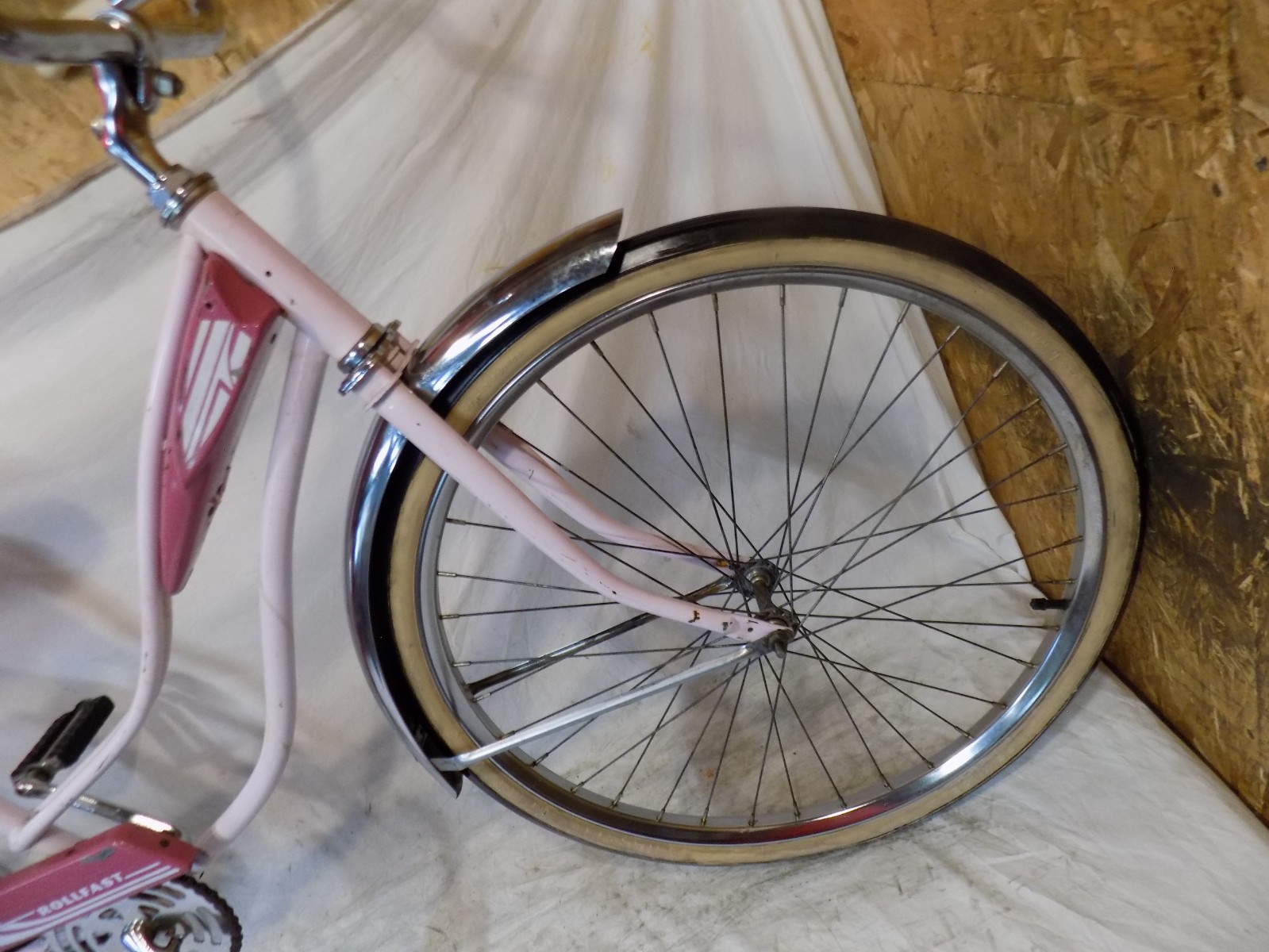 1960s ROLLFAST PINK LADIES TANK BIKE JC HIGGINS MURRAY JET RACK VINTAGE CUTE!