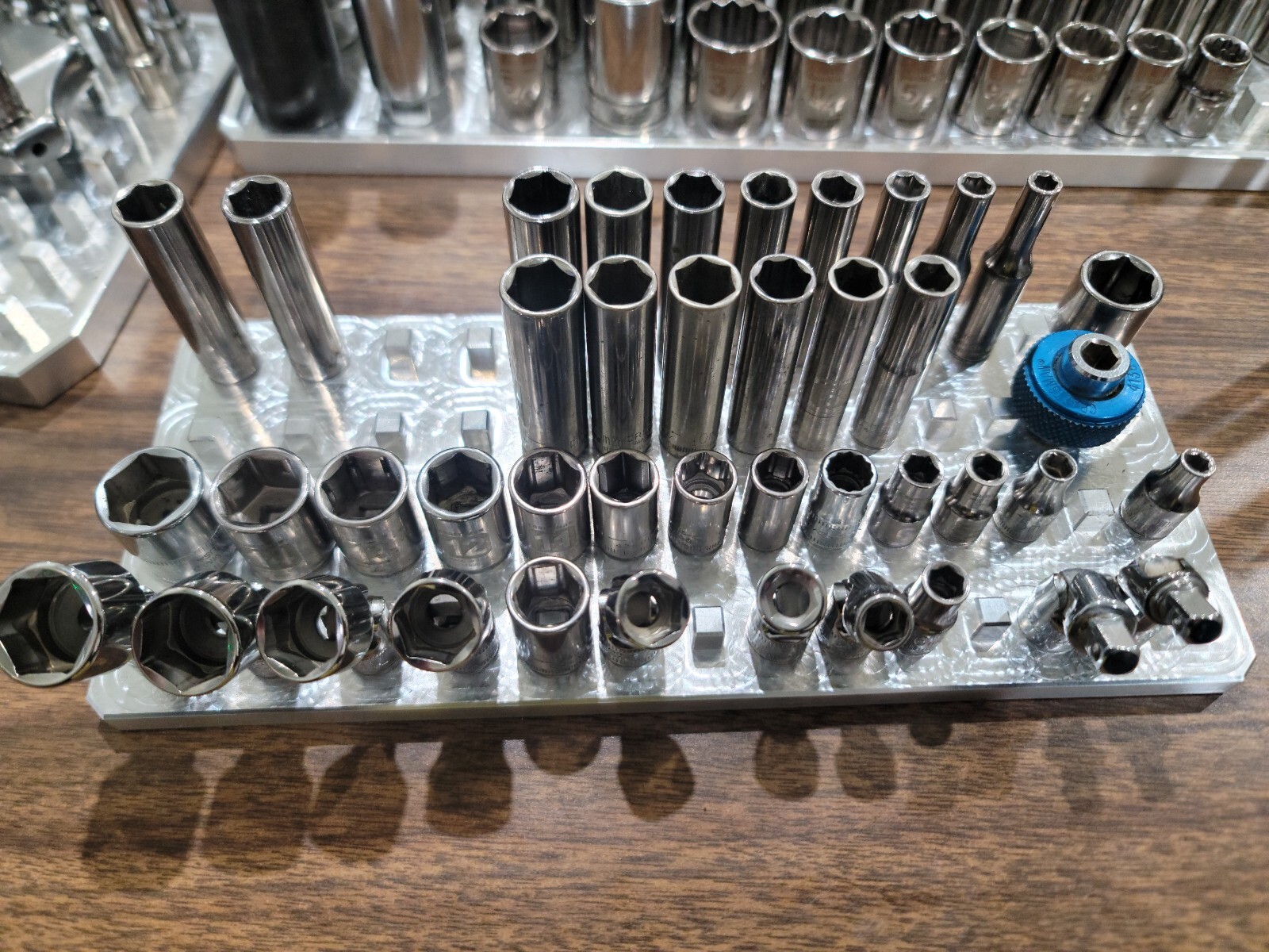 1/4" - 4 Row Billet Aluminum Socket Organizer - Tool Box Billet