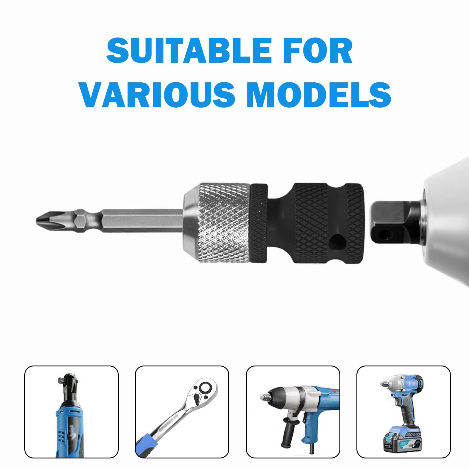 2 Adaptador De 1/2 a 1/4 Para Taladro Impacto Heavy Duty Llave Vaso Hexagonal