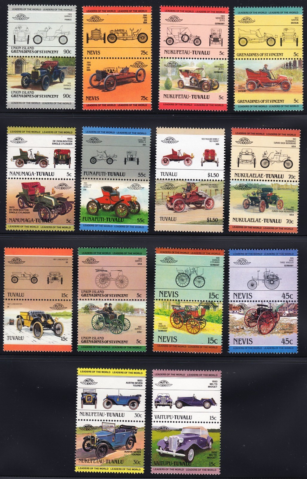 500 DIFFERENT CARS Auto 100 Leaders of the World MNH Mint Car Stamp Collection