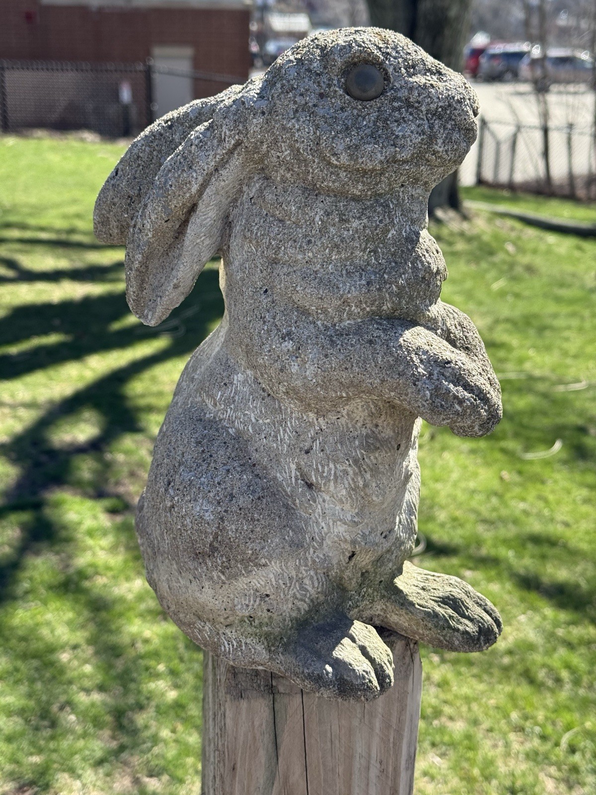 Vintage English Hare concrete bunny rabbit garden statue art
