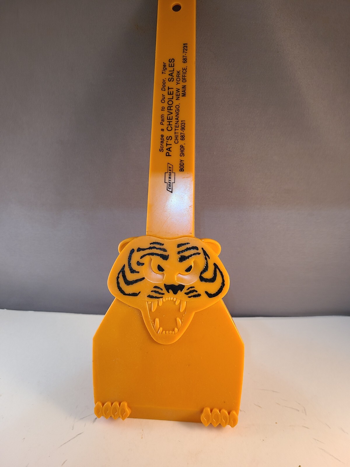 Vintage CHEVROLET Dealership TIGER Ice Scraper PAT'S CHEVROLET CHITTENANGO, NY